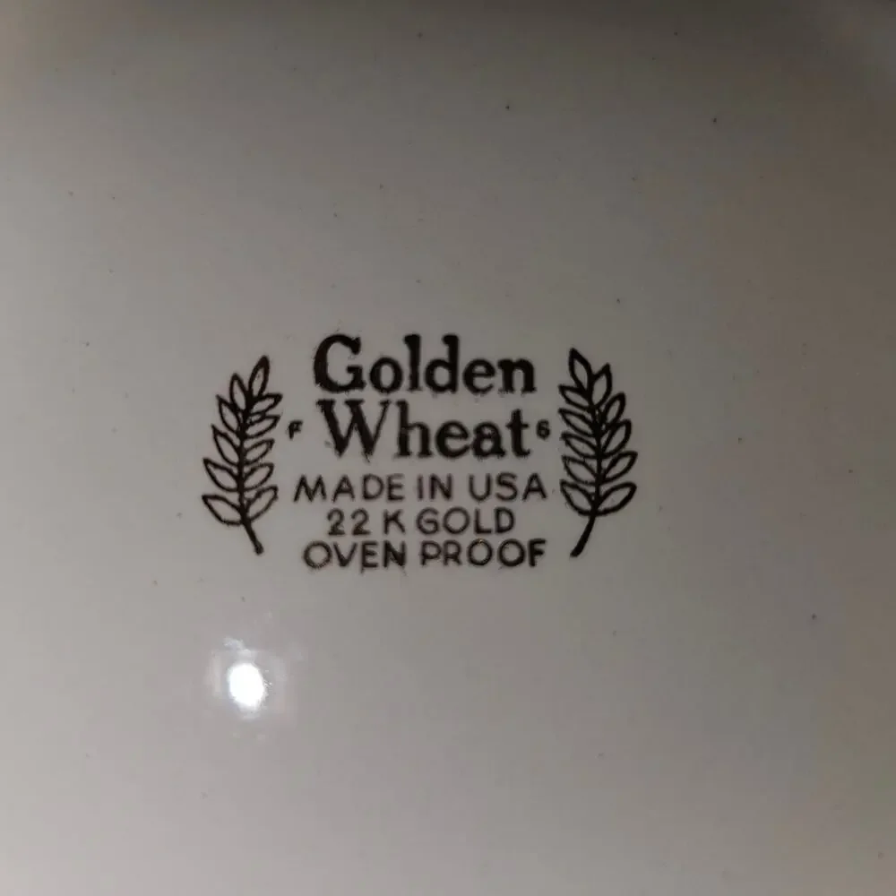 Golden Wheat Cup & Saucer Set of 4 22K Gold Oven Proof USA Vintage Tea Coffee